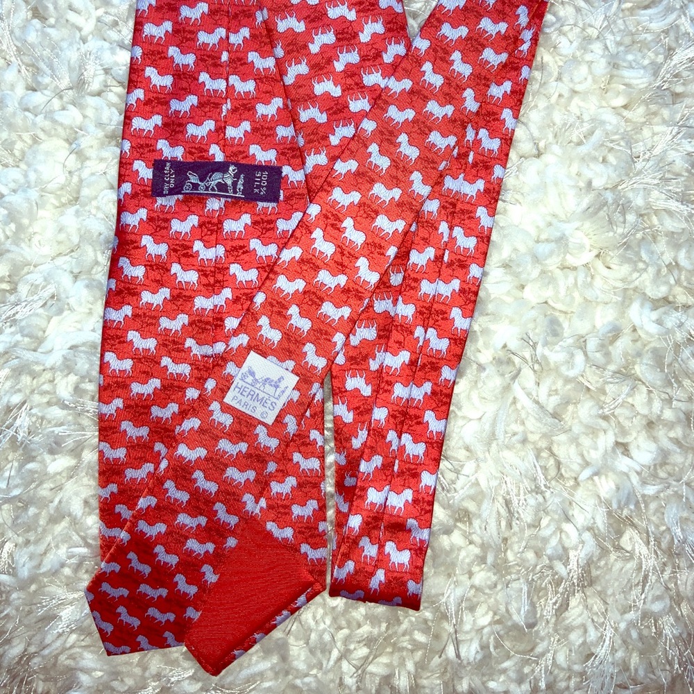 Hermès Red Tie with Zebras